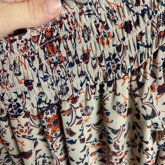 Day Trip Size Medium Mesh Off the Shoulder Top Neutral Floral Boho Prairie Fall - Picture 5 of 8